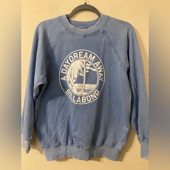 Women's Blue Billabong A Daydream Away Oversized Sweatshirt Size Medium - Picture 1 of 3